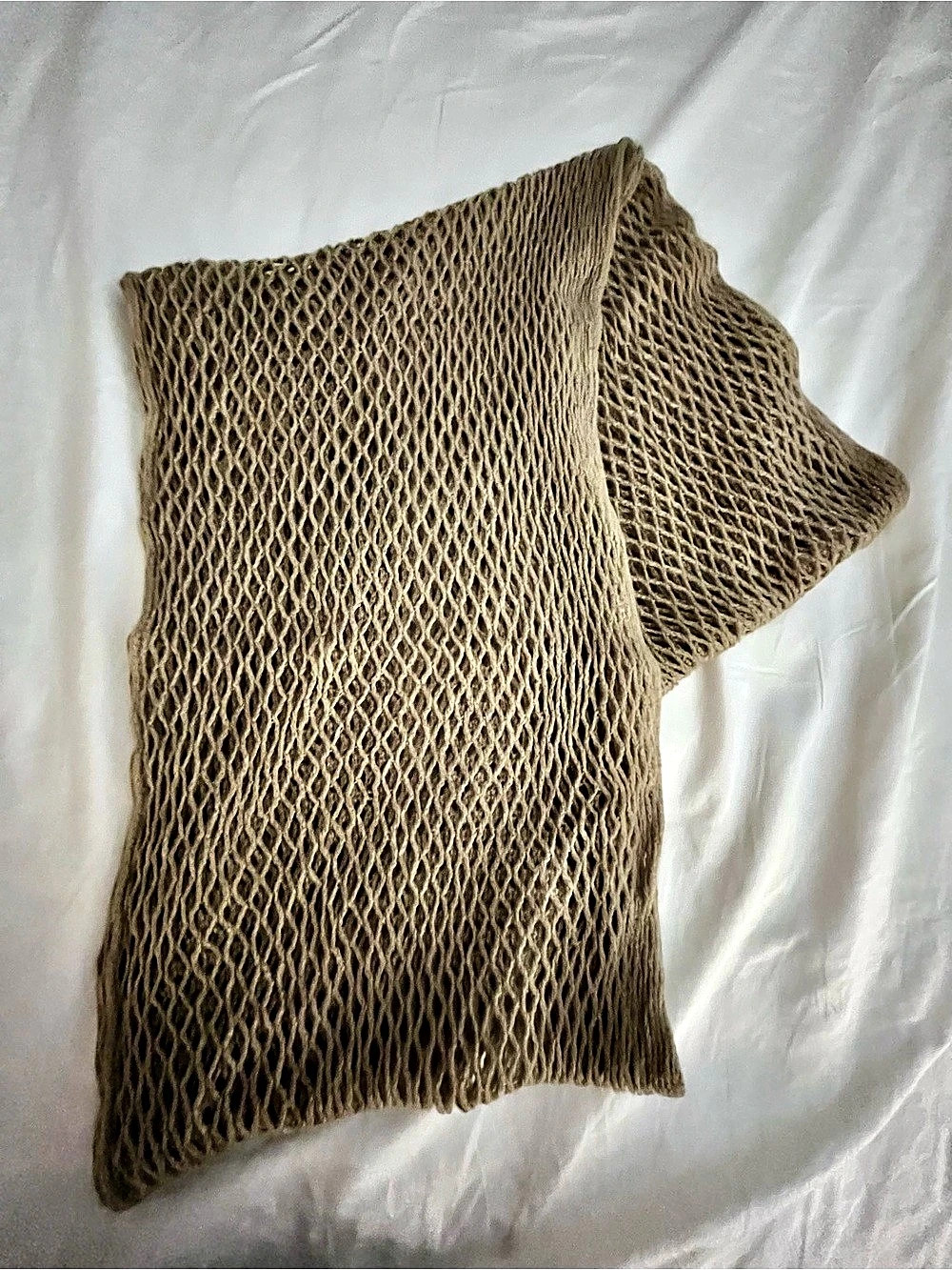 Open Knit Infinity Scarf in Brown Like New